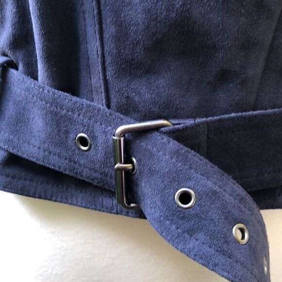 Parker Suede Moto Leather Jacket in Blue - Picture 7 of 16